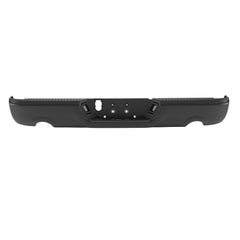 Black Steel Rear Bumper For 2009-2018 Dodge Ram 1500/2010-2018 Ram 2500 3500/2019-2023 Ram 1500 Classic Without Parking Sensor Holes, With Dual Exhaust