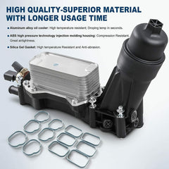 Engine Oil Cooler and Filter Housing Adapter gaskets Sensor Kit Fit for 2014-2017 Chrysler 200/300 Dodge Jeep Ram 3.6L Aluminium 68105583AF