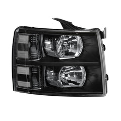 Headlight Assembly For 2007-2013 Chevrolet Silverado 1500 2500HD 3500HD Front Lamp with Black Housing/Clear Lens/Clear Reflector