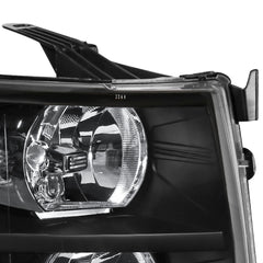 Headlight Assembly For 2007-2013 Silverado 1500 2500HD 3500HD Front Lamp with Black Housing/Clear Lens/Amber Reflector