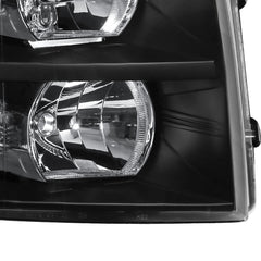 Headlight Assembly For 2007-2013 Silverado 1500 2500HD 3500HD Front Lamp with Black Housing/Clear Lens/Amber Reflector