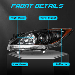 Chrome Housing Headlights For 2010-2013 Mazda 3 Sport Front Lamps 2pcs