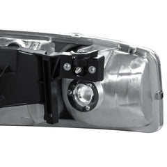 Headlight Assembly Compatible with 1999-2006 GMC Sierra 1500/2500/3500, 2000-2006 Yukon with Chrome Housing/Clear Lens/Clear Reflector