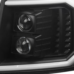 Headlight Assembly Compatible with 2007-2013 Chevy Chevrolet Silverado 1500 2500HD 3500HD  Front Lamp with LED DRL/Black Housing/Smoke Lens/Amber Reflector