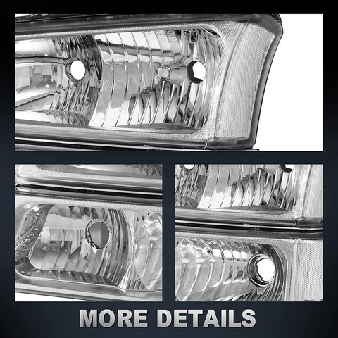 Autolights-store Headlight Assembly – 2003-2006 Chevy Silverado Avalanche 1500, Black Housing