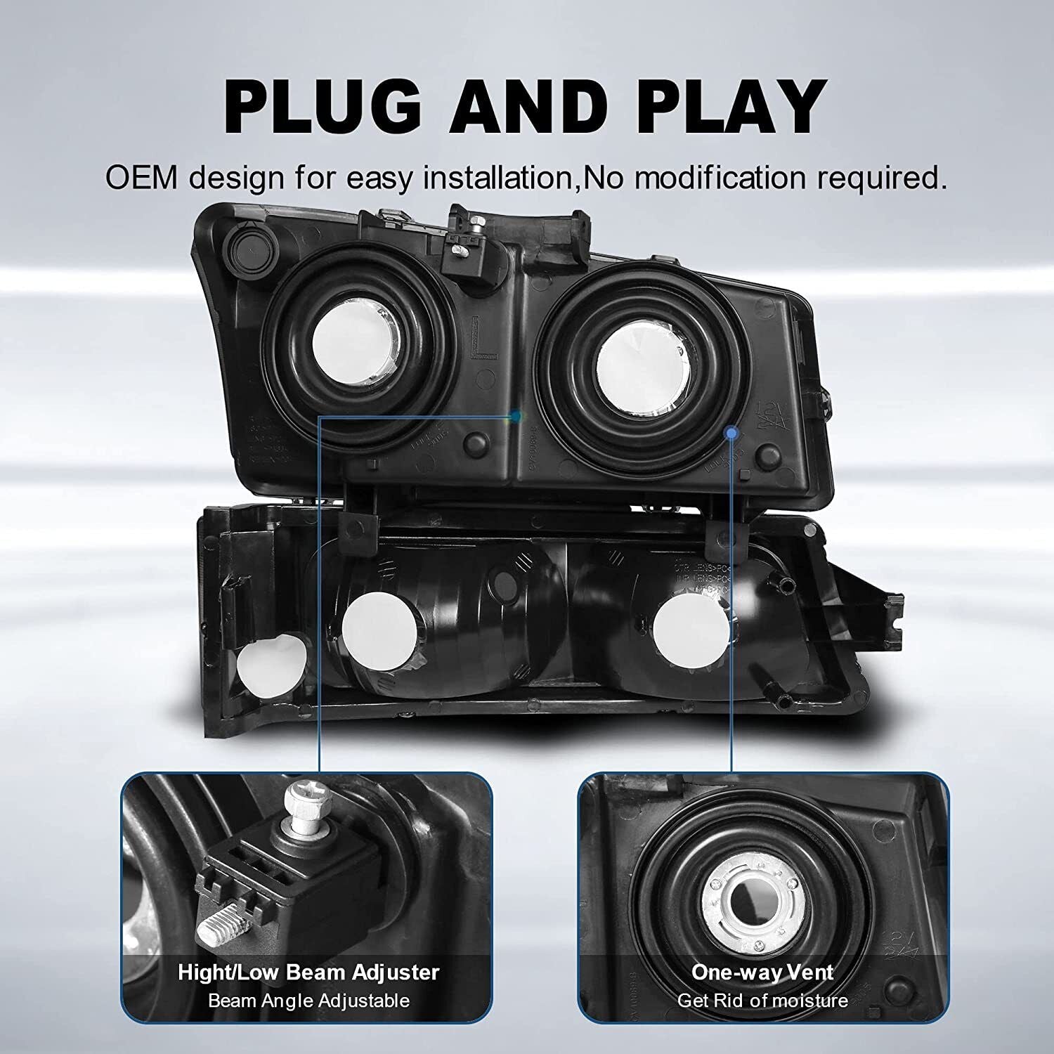 Headlight Assemblies For 2015 Chevrolet Silverado 1500 Pair Of For 2003-2007 Chevy Silverado 1500 – LH & RH, Direct Fit, Steel Headlight Brackets - Foto 5