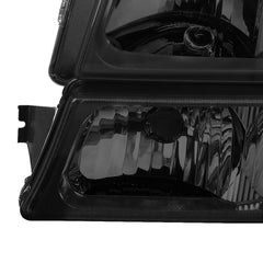 Headlight Assembly For 2003-2006 Chevy Silverado Avalanche 1500/2500/3500 Headlamp Pair with Black Housing/Smoke Lens/Transparent Cornor