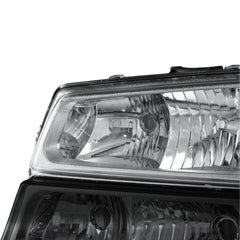 Headlight Assembly For 2003-2007 Chevrolet Silverado Avalanche 1500 2500 3500 Chrome Housing/Transparent Lens/Amber Corner w/Smoke Bumper Lights