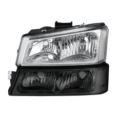 Chrome Housing Headlights w/ Black Bumper Light For 2003-2006 Chevrolet Silverado 1500 2500 2pcs