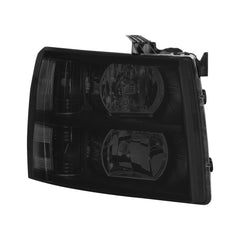 Black Housing OEM Style Headlight Assembly For 2007-2013 Chevy Silverado 1500 2500 3500 with Smoke Lens/Clear Reflector