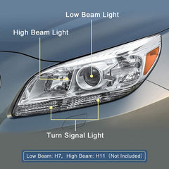 Chrome Housing Headlights Front Lamps For 2013-2015 Chevy Malibu LT/LTZ (Set of 2)