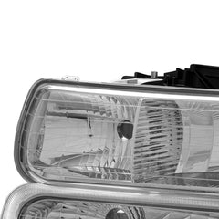 Headlight Assembly For 1999-2002 Chevrolet Silverado 1500 2500 2000-2006 Suburban 1500 2500 Tahoe Front Lamp with Chrome Housing/Clear Lens/Amber Reflector