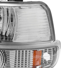 Headlight Assembly For 1999-2002 Chevrolet Silverado 1500 2500 2000-2006 Suburban 1500 2500 Tahoe Front Lamp with Chrome Housing/Clear Lens/Amber Reflector