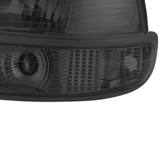 Black Housing Headlights w/ Bumper Signal Lamps For Silverado Suburban 1500 2500 HD Tahoe 2pcs