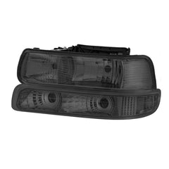 Black Housing Headlights w/ Bumper Signal Lamps For Silverado Suburban 1500 2500 HD Tahoe 2pcs