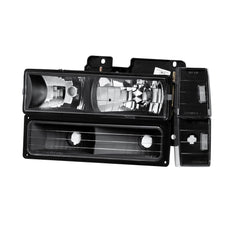 Black Housing Headlights w/ Bumper Corner Lights For 1988-1993 Chevy C/K 1500 2500 3500 2pcs