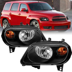 Black Housing Headlights Front Lamp For 2006-2011 Chevy HHR Left+Right