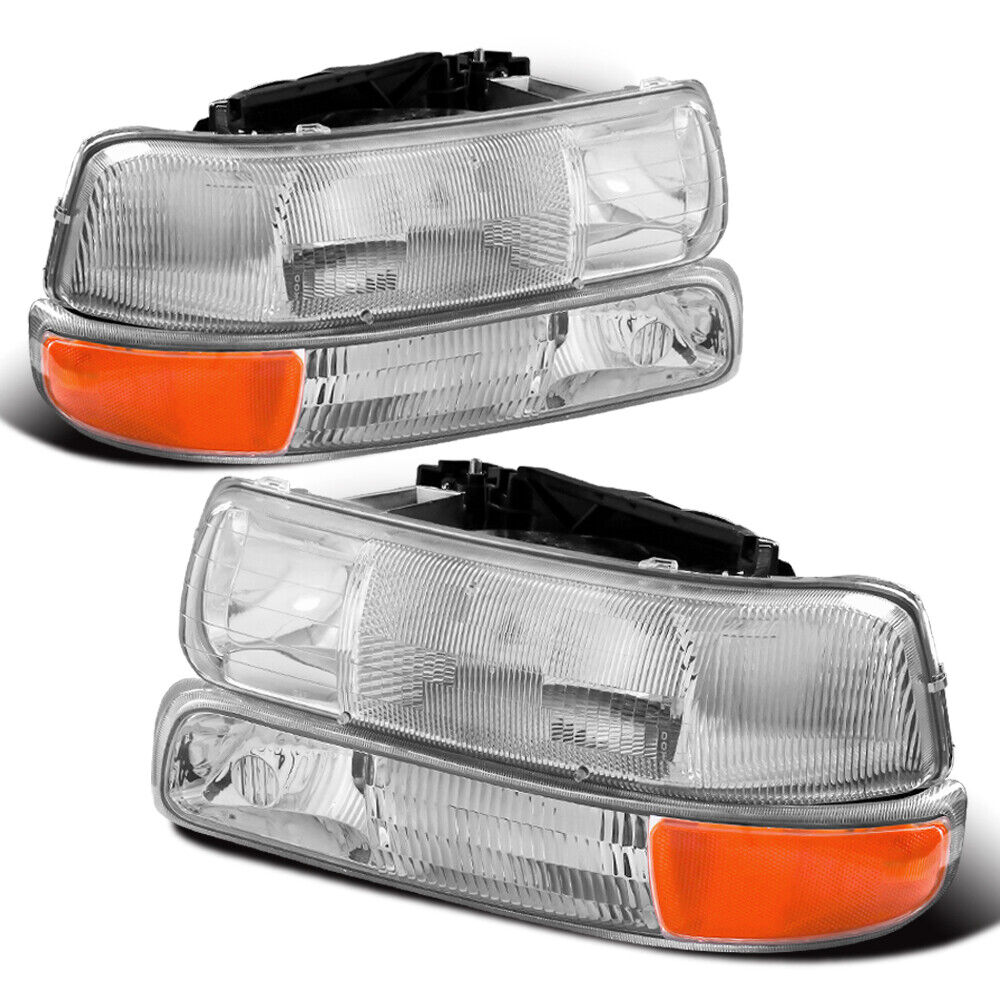 Chrome Housing Headlights For 1999-2002 Chevy Silverado 2000-2006 Suburban 2pcs