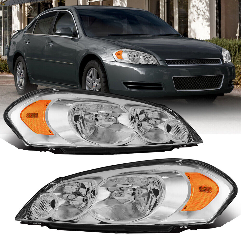 Chrome Housing Headlights Assembly For 2006-2013 Chevrolet Impala 2006-2007 Monte Carlo 2pcs