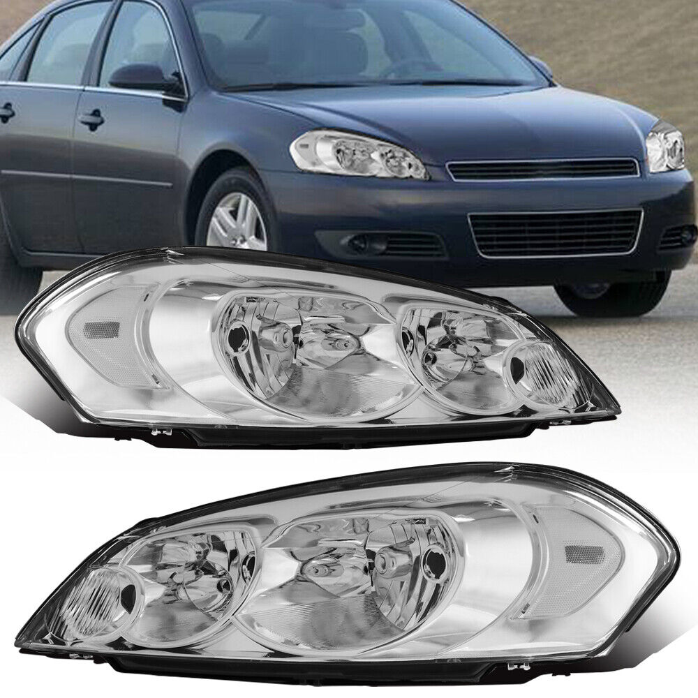 Chrome Housing Headlights Assembly For 2006-2013 Chevy Impala 2006-2007 Monte Carlo 2pcs