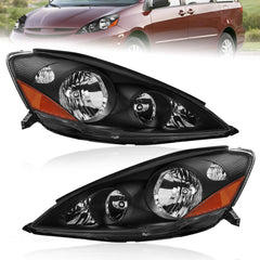 Black Housing Amber Reflector Headlights For 2006-2010 Toyota Sienna LE XLE 2pcs