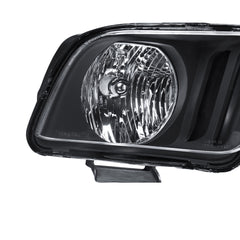 Black Housing Headlights Front Lamps For 2005-2009 Ford Mustang 2pcs