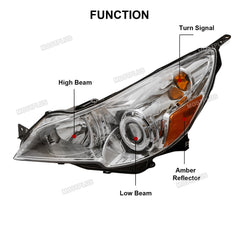 Chrome Housing Headlight Assembly Corner Signal Lights For 2010-2014 Subaru Legacy Outback 2pcs