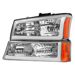 Chrome Headlight w/ LED DRL Signal For 2003-2006 Avalanche Silverado 1500 2500 2pcs