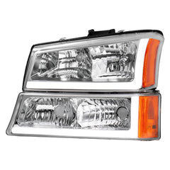 Chrome Headlight w/ LED DRL Signal For 2003-2006 Avalanche Silverado 1500 2500 2pcs