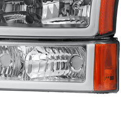 Chrome Headlight w/ LED DRL Signal For 2003-2006 Avalanche Silverado 1500 2500 2pcs