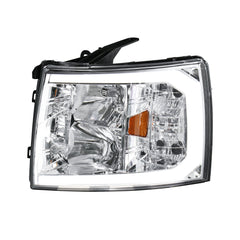 Headlight Assembly For 2007-2013 Chevy Silverado 1500/2500HD/3500HD with LED DRL-Chrome Housing/Clear Lens/Amber Reflector