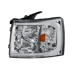 Headlight Assembly For 2007-2013 Chevy Silverado 1500/2500HD/3500HD with LED DRL-Chrome Housing/Clear Lens/Amber Reflector