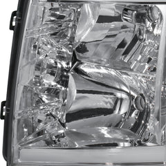 Headlight Assembly For 2007-2013 Chevy Silverado 1500/2500HD/3500HD with LED DRL-Chrome Housing/Clear Lens/Amber Reflector