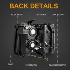 Headlight Assembly For 2007-2013 Chevy Silverado 2500HD 3500HD Front Lamp with LED DRL-Black Housing/Clear Lens/Amber Reflector