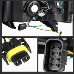 Headlight Assembly For 2007-2013 Chevy Silverado 2500HD 3500HD Front Lamp with LED DRL-Black Housing/Clear Lens/Amber Reflector