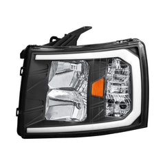 Headlight Assembly For 2007-2013 Chevy Silverado 2500HD 3500HD Front Lamp with LED DRL-Black Housing/Clear Lens/Amber Reflector
