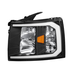 Headlight Assembly For 2007-2013 Chevy Silverado 2500HD 3500HD Front Lamp with LED DRL-Black Housing/Clear Lens/Amber Reflector