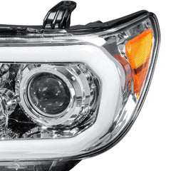 Chrome Housing Headlights w/ LED Strip Signal For 2007-2013 Toyota Tundra 2008-2017 Sequoia 2pcs