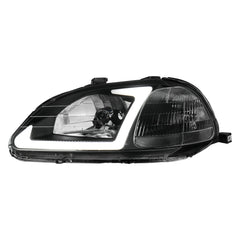 Headlights Assembly w/ LED DRL Strip For 1996-1998 Honda Civic EJ EK EM with Smoke Housing/Clear Lens/Clear Reflector