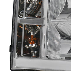 Chrome Housing LED DRL Headlights w/ Dynamic Turn Signal For 2007-2013 GMC Sierra 2500HD 3500HD 2pcs