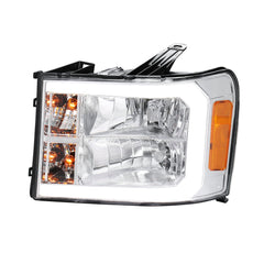 Chrome Housing LED DRL Headlights w/ Dynamic Turn Signal For 2007-2013 GMC Sierra 2500HD 3500HD 2pcs