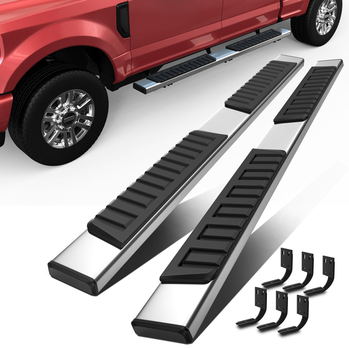 6" Running Boards Side Step For 1999-2016 Ford F250 F350 Super Duty Crew Cab Nerf Bars