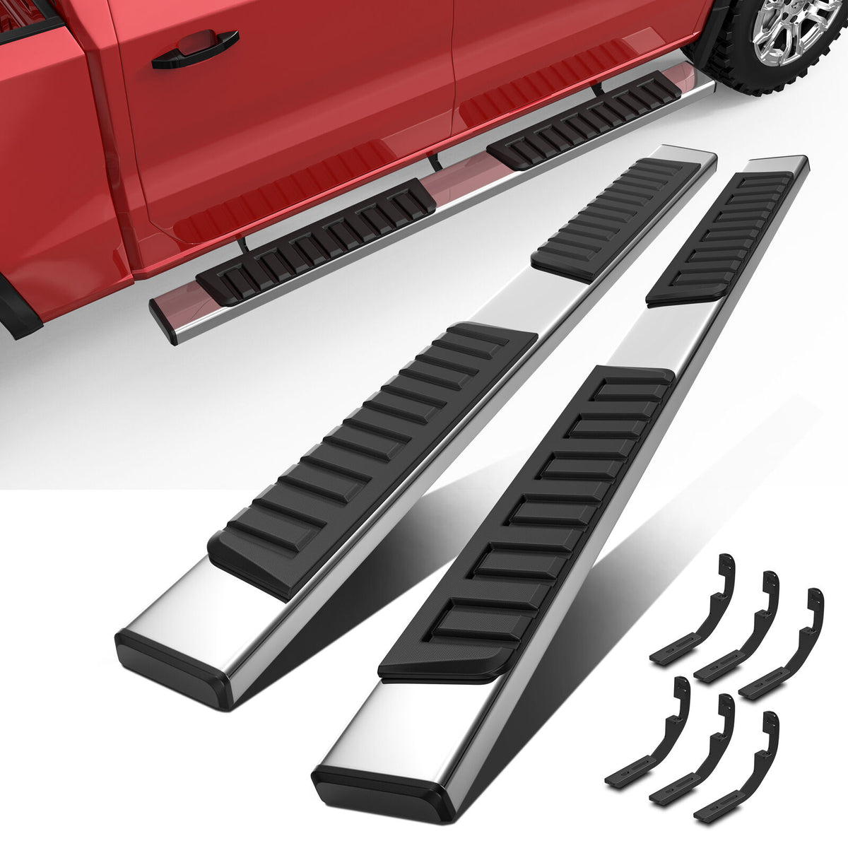 6" Running Boards For 2019-2023 Chevy Silverado GMC Sierra Crew Cab 6 inch Side Step LH+RH