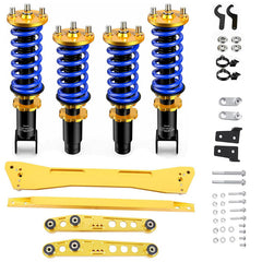 Adjustable Heigh Coilover Struts + Rear Lower Control Arm Tie Bar Subframe Bar For 1993-1995 Honda Civic (Set of 4)