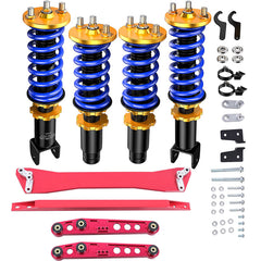 Adjustable Heigh Coilover Struts + Rear Lower Control Arm Tie Bar Subframe Bar For 1993-1995 Honda Civic (Set of 4)