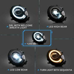 LED DRL F56 Style Headlights Assembly For Mini Cooper R55/R56/R57/R58/R59