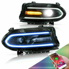 LED Projector Headlights RGB Color Change Lamps Fit 2015-2022 Dodge Charger