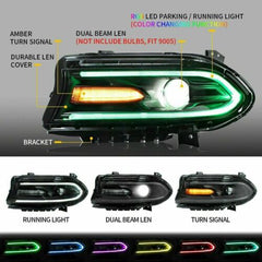 LED Projector Headlights RGB Color Change Lamps Fit 2015-2022 Dodge Charger