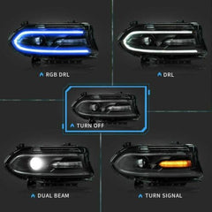 LED Projector Headlights RGB Color Change Lamps Fit 2015-2022 Dodge Charger