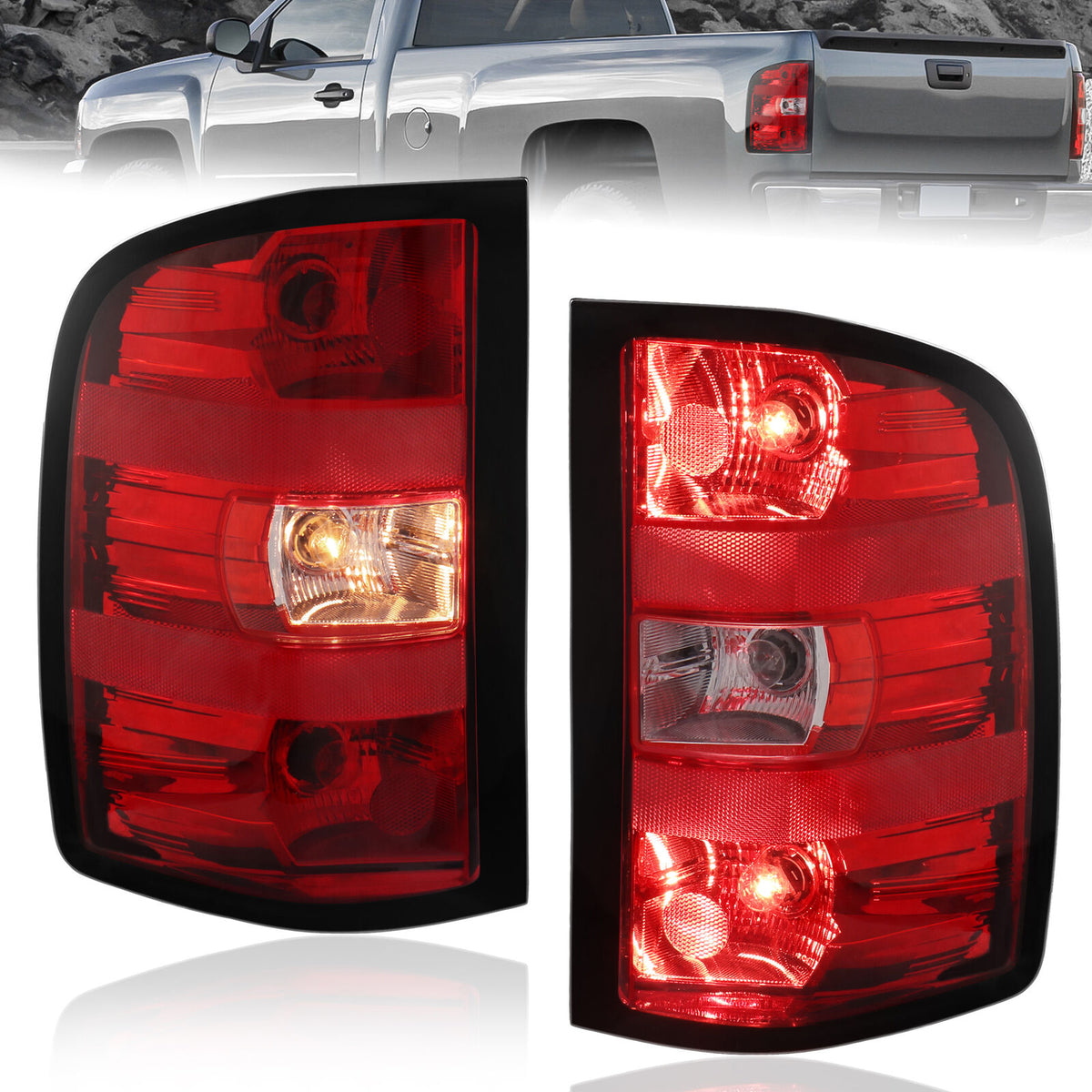 Tail Lights Rear Lamps w/Bulbs For 2007-2013 Chevy Silverado GMC Sierra New LH+RH